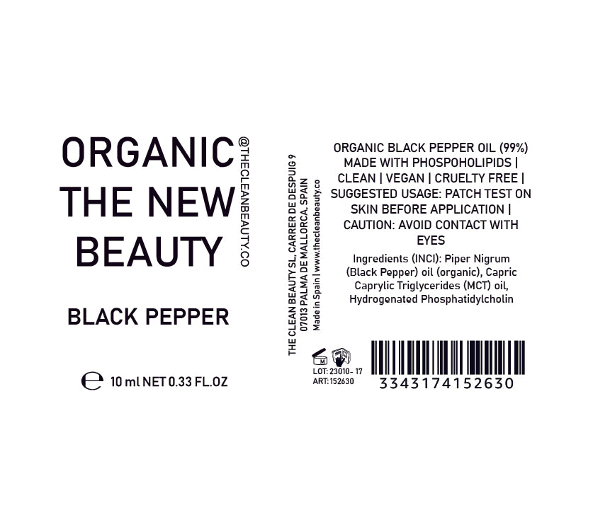 black pepper essential oil | organic | made with plant lipids