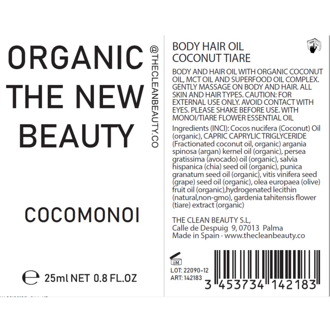 cocomonoi | body hair oil | bio-organic